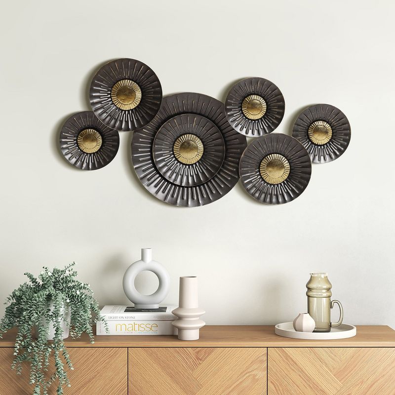 LuxenHome 41.3" W Brown and Gold Metal Abstract Flower Wall Decor, 1 of 14