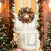 24 Inch Pre-Lit Christmas Wreaths for Front Door, Battery Operated Christmas Wreath Decor, Holiday Xmas Wreath with Lights, Pine Cones, Berries - 3 of 4