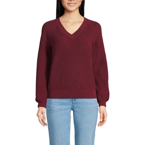 Lands End Women s Drifter Balloon Sleeve Sweater X Small Rich Burgundy