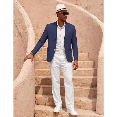 COOFANDY Mens Casual Cotton Linen Blazer Lightweight Linen Sport Coat Two Button Suit Jacket Beige L — фото 3