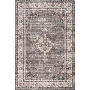 Nuloom Winnie SplashGuard Distressed Medallion Machine Washable Area Rug - 1 of 4