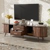 HDZNVF Mid Century Modern TV Stand For 80 Inch TV, Dark Brown - 2 of 4