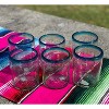 Dos Sueños Mexican Hand Blown  Tumblers - Aqua Rim - 10oz - Set of 6 - 2 of 4