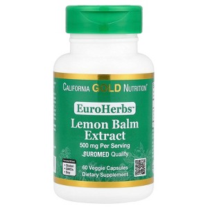 California Gold Nutrition EuroHerbs™, Lemon Balm Extract, Euromed Quality, 500 mg, 60 Veggie Capsules - 1 of 3