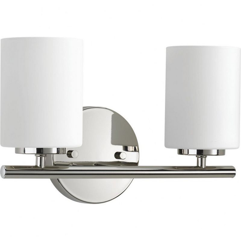 Progress Lighting Replay Collection 2-Light Bath Vanity, Polished Nickel, Shade Included, 1 of 6