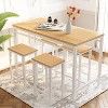 Hooseng Rustic Farmhouse 5-Piece Dining Room Table Set, 4-Person Small Space Dinig Table Set with MDF Top, Metal Frame, Standard Height Bar Table Set - 4 of 4