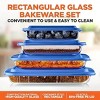 SereneLife Rectangular Glass Bakeware Set - 4 Sets of High Borosilicate with PE Lid, Heat-Resistant, Blue - 3 of 4