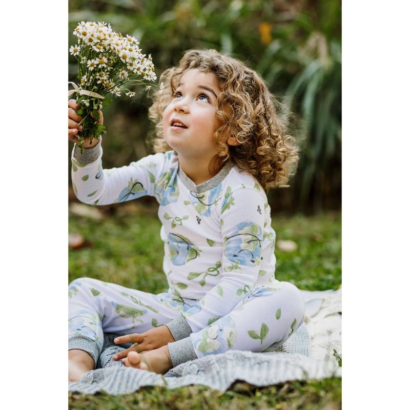 Burt's Bees Baby® Kids' Earth Day 2pc Organic Cotton Snug Fit Pajama Set - Light Green/White, 4 of 6