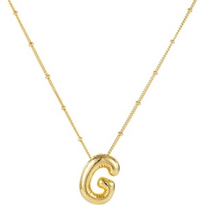 Personalized Balloon Letter Necklace 14K Gold Plated Alphabet Jewelry - 1 of 4