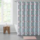 14pc Home Cora Medallion PEVA Shower Curtain Bath Set Blush - VCNY