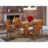 5-Piece Oval Saddle Brown Finish Solid Wood Top Dining table with 4 Chairs with - 2 of 4