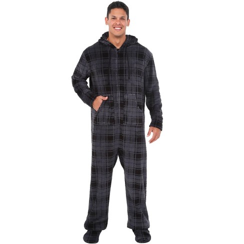 Alexander Del Rossa Men's Hooded Footed Adult Onesie Pajamas, Plush Winter PJs with Hood - image 1 of 4