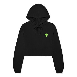 Dalix Alien Embroidered Fleece Cropped Hoodie Cold Fall Winter Women - 1 of 4