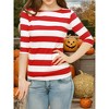 INSPIRE CHIC Women's Stripes Casual Basic Elbow Sleeves Boat Neck Slim Fit T-Shirts - 2 of 4