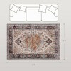 Area Rug Machine Washable Non-Slip Boho Medallion Print Carpet for Living Room and Bedroom, Tawny Brown - 3 of 4