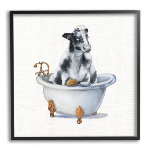 Stupell Industries Dairy Cow in Bathtub Country Farm Animal - 1 of 4