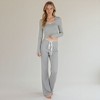 Anna-Kaci Lounge Women's Lace Trim Long Sleeve Lounge Top and Jogger Pants Pajama Set with Drawstring Waist - 2 of 4