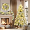 INFURNIC Artificial Trees 6FT Snow Flocked Christmas Tree Set with Garland and Wreath for Holiday Decor, White Green, 45.7"*45.7"*72" - 2 of 4