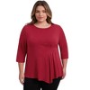 Women's Plus Size Crew Neck Waist Pleated 3/4 Sleeve Asymmetric Hem Casual Loose Fit Blouses - GRACE & GRANDEUR - 4 of 4