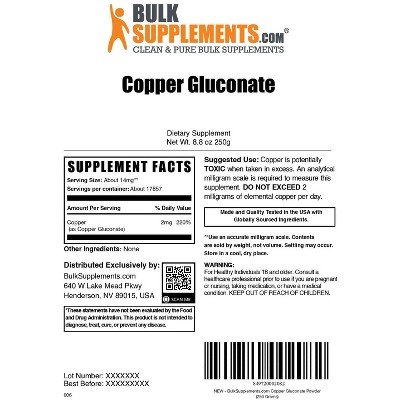 BulkSupplements Copper Gluconate Powder