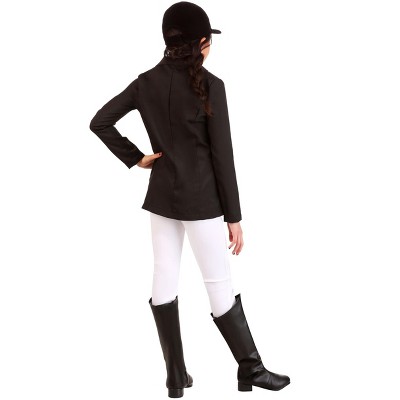 Small Black and White Velvet Equestrian Costume for Girls