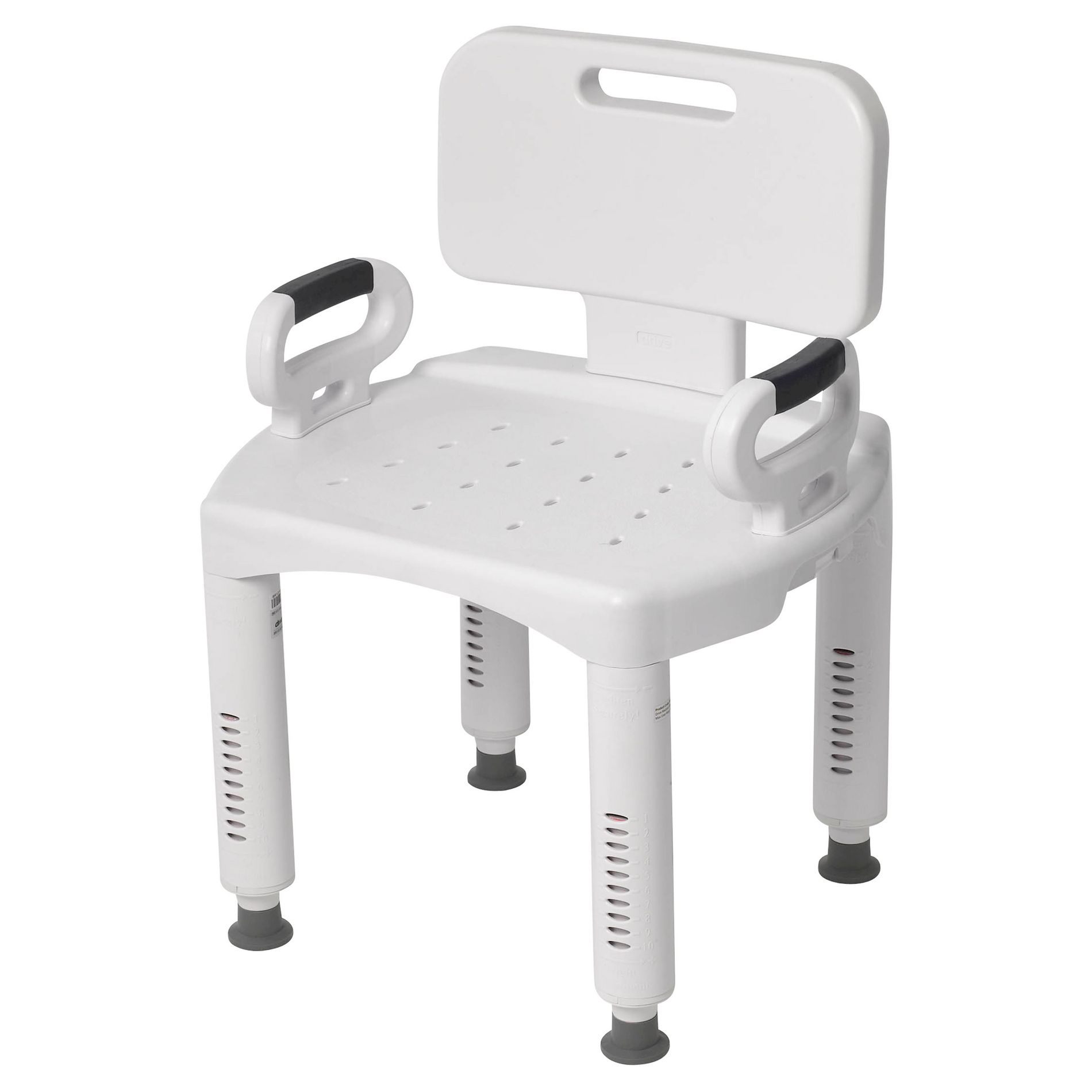 Drive Medical Premium Series Shower Chair with Back & Arms - Padded Commode-Style Seat