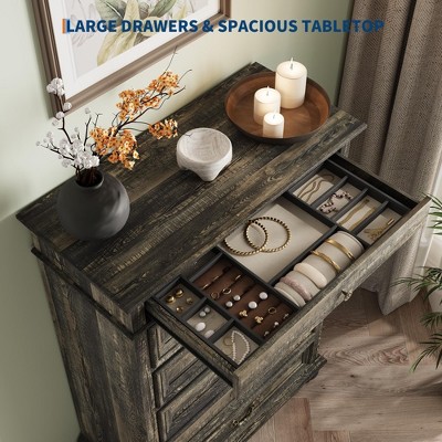 7 Drawers Dresser for Bedroom, Farmhouse 50" Tall Wood Chest of Drawers with Rustic Handle