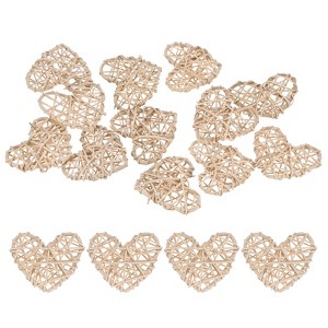 Unique Bargains Heart Shaped Wicker Rattan Decorative DIY Crafts Balls 2.4 Inch 12 Pcs - 1 of 4