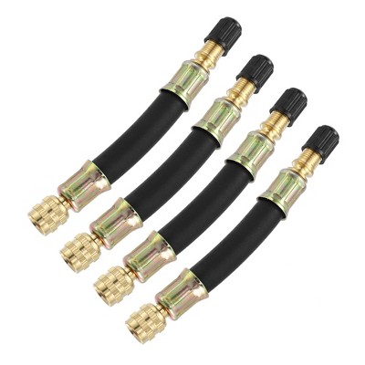Unique Bargains 4 Pcs Tire Valve Extension Stem Adaptor Tool Flexible Dual Valve Stem Extender Pipes 10cm / 3.9" for Car