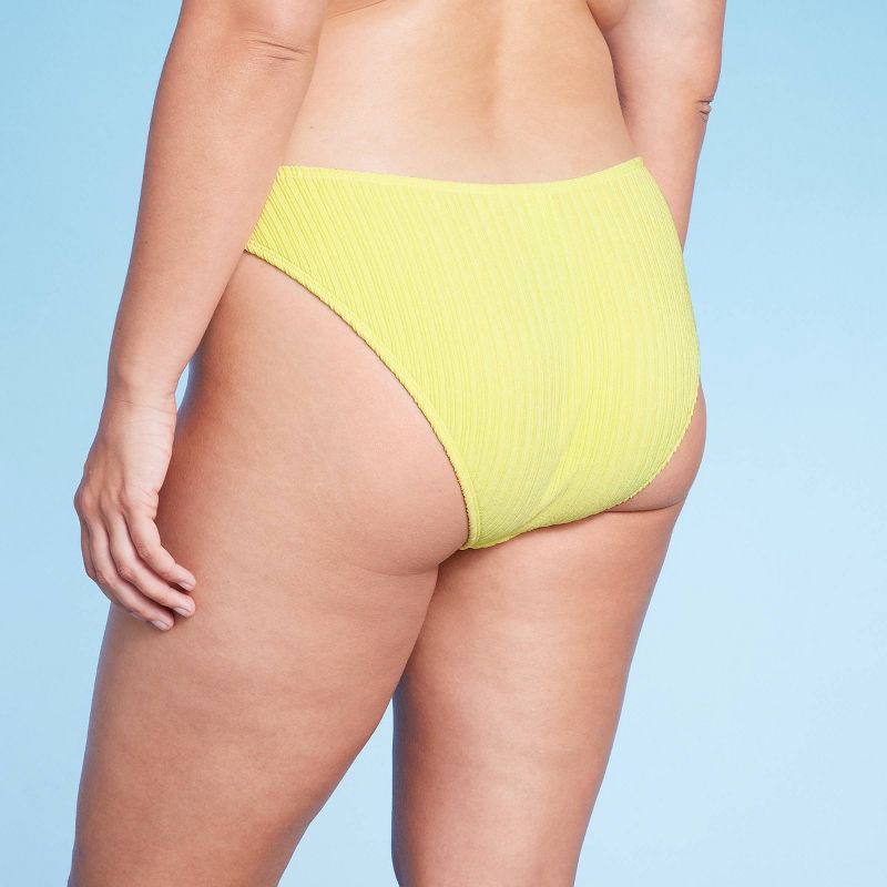 Women's Plisse Textured High Leg Cheeky Bikini Bottom - Wild Fable™, 5 of 14