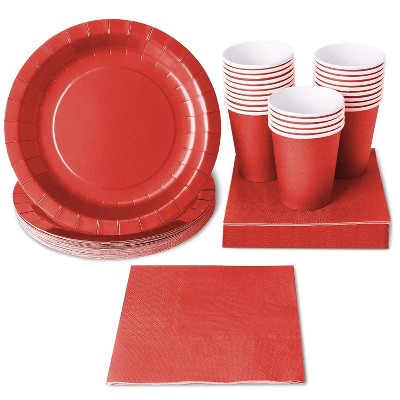 Juvale 24-Set Xmas Birthday Party Supplies Disposable Paper Tableware Plate Cup Napkin