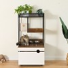 Okak Modern Multi-Level Wooden Pet Tree Storage Tower for Indoor,Dog/Cat Condo Feeding Station Cabinet with Shelves - 2 of 4