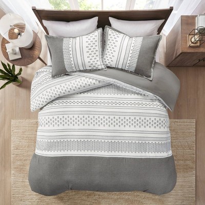 3pc Full/Queen Jaxon Duvet Cover Set - Gray