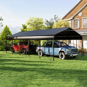 Campcraft 13x26.5 ft Heavy-Duty Steel Carport – Weather-Resistant, Spacious 2-Car Shelter with Hooks & Installation Kit-Cuddlewood - 1 of 4