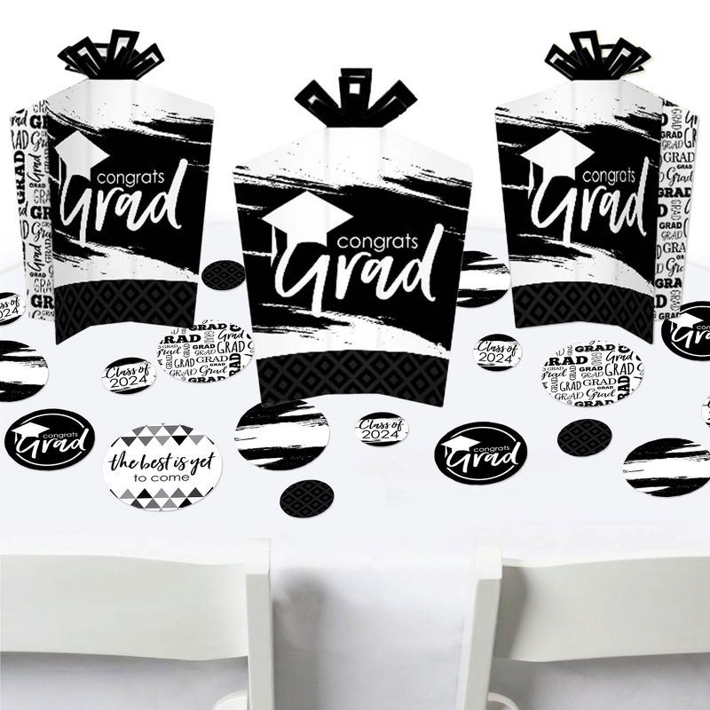 Big Dot of Happiness Black and White Grad Best is Yet to Come 2024 Graduation Party Decor and Confetti Terrific Table Centerpiece Kit 30 Ct, 1 of 9