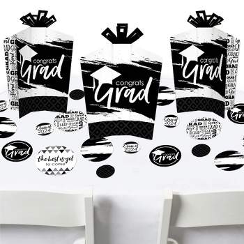 Big Dot of Happiness Black and White Grad Best is Yet to Come 2024 Graduation Party Decor and Confetti Terrific Table Centerpiece Kit 30 Ct