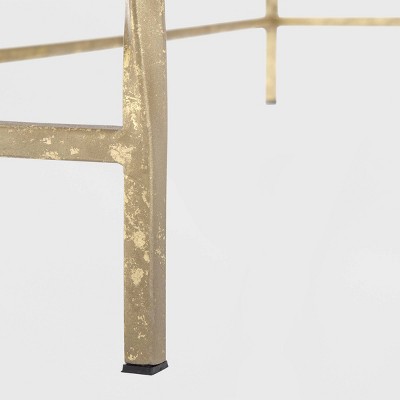 Navy Blue and Gold Wood Console Table with Storage