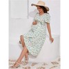 Clearlove Women's Maternity Dress Floral V Neck Short Puff Sleeve Swing Maxi Dresses Casual for Photoshoot Baby Shower - 4 of 4