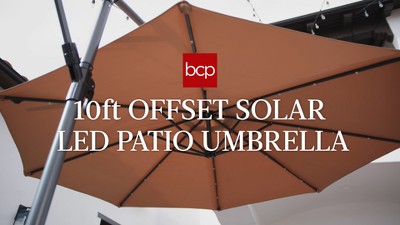 10ft Rust Solar LED Offset Hanging Patio Umbrella with Adjustable Tilt