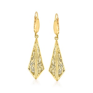 Ross-Simons Italian 14kt Yellow Gold Filigree Triangle Drop Earrings - 1 of 4
