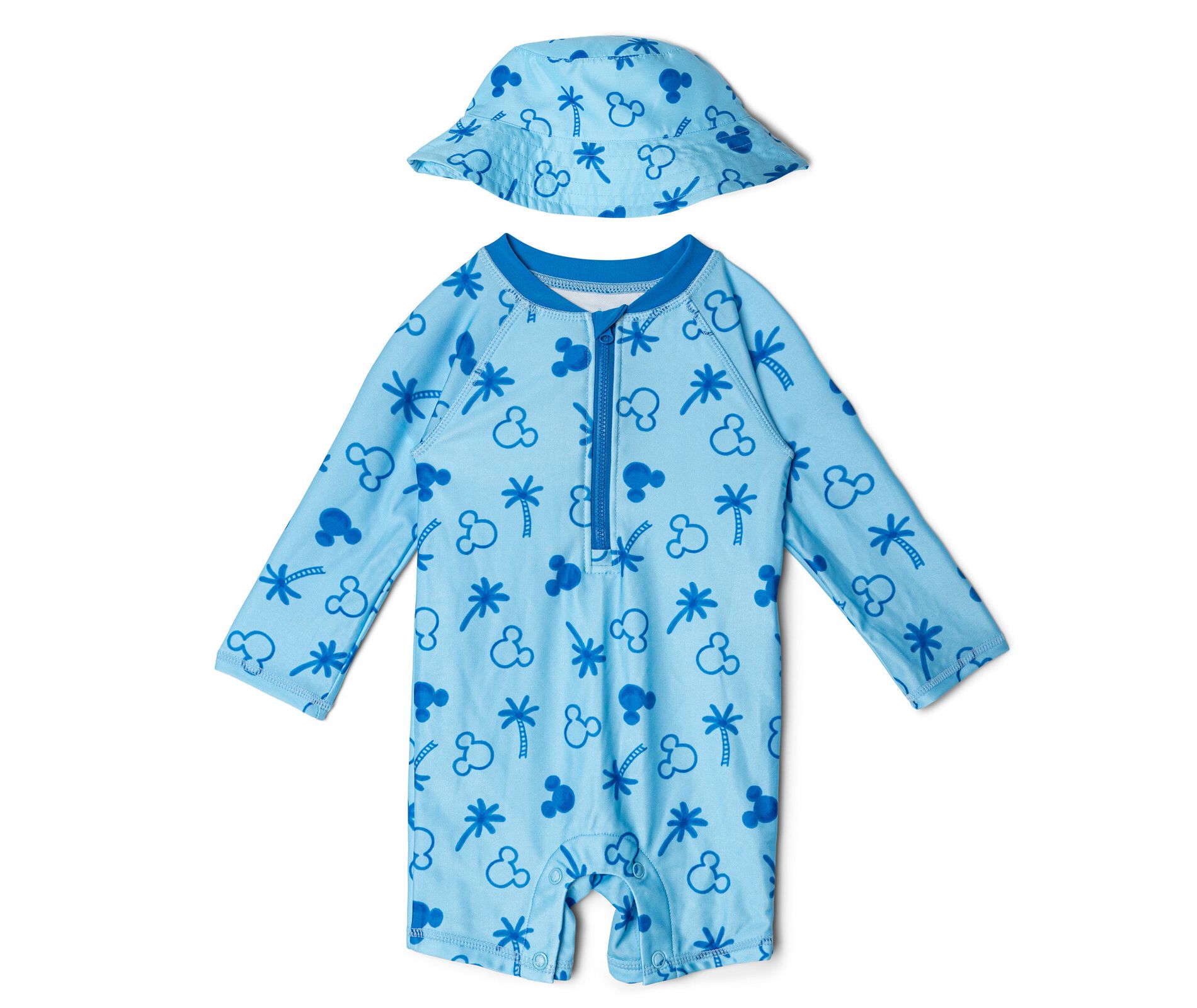 Disney Mickey Mouse Baby Boys' Swimwear One Piece Sunsuit and Hat Set Newborn to Infant