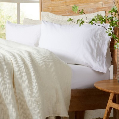 King Size Off-White Cotton Muslin Reversible Blanket