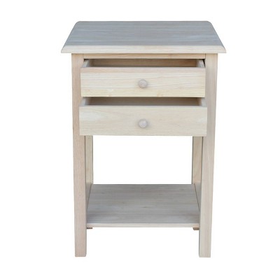 Eco-Friendly Unfinished Rubberwood Square Side Table with Storage