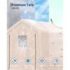 10x10FT Outdoor Storage Shed Carport with  Roll-Up Zipper Door, Portable Garage Storage Shelter Heavy Duty Waterproof PE Tarp for Bike, ATV, Khaki - 2 of 4