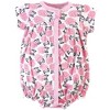 Hudson Baby Infant Girl Cotton Rompers 3pk, Pink Flamingo - 4 of 4