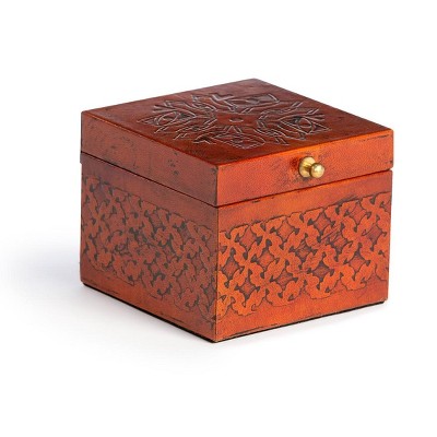 Park Hill Collection Leda Tooled Leather Storage Box