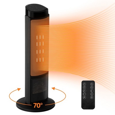 FONTOI 23" Oscillating Ceramic Tower Indoor Space Heater for Home with Thermostat ECO Mode, 12H Timer Safety Protection Winter, Black, 9.1"*7.9"*23.6"