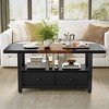 WOWLIVE Farmhouse Wood Coffee Table, Small Cocktail Table with 2 Drawers - 3 of 4