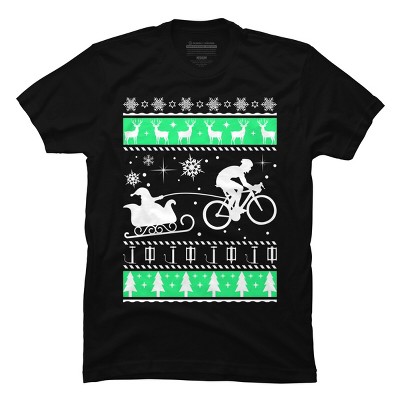 Men's Design By Humans Christmas Santa Cycling Sleigh By LewismartinStore T-Shirt