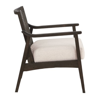 Lantana Rustic Gray Solid Wood and Linen Accent Chair with Cane Back